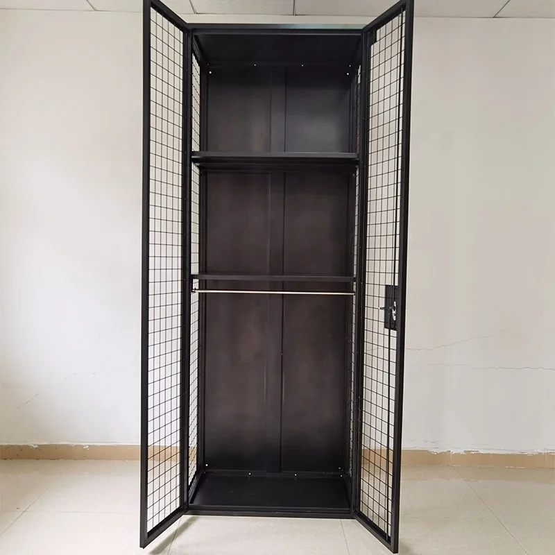 産業用布収納ロッカー用ロッカーフルハイトウォールアイアンワイヤー