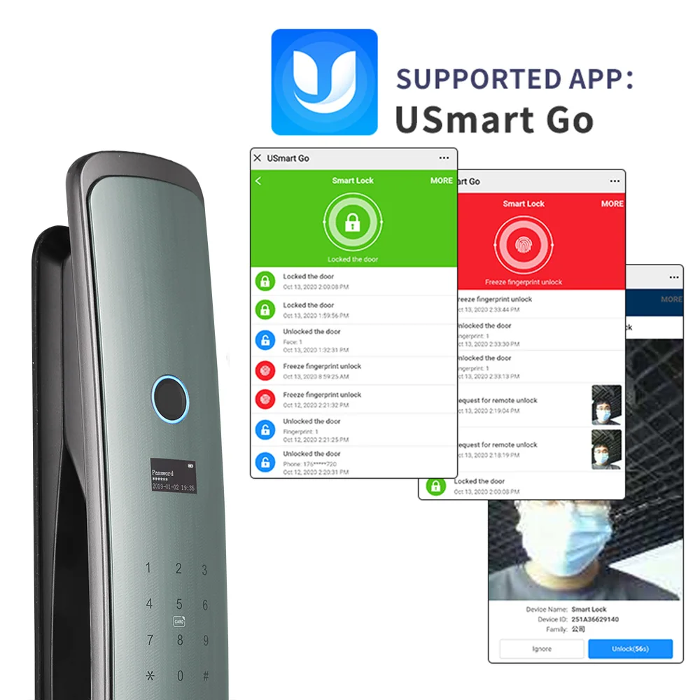 Biometric Tuya App Smartphone WiFi Digital Code Card Smartphone Remote Control Fingerprint Smart Door Lock