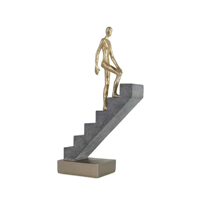 Wholesales luxury resin craft walking man with ladder for home decoration