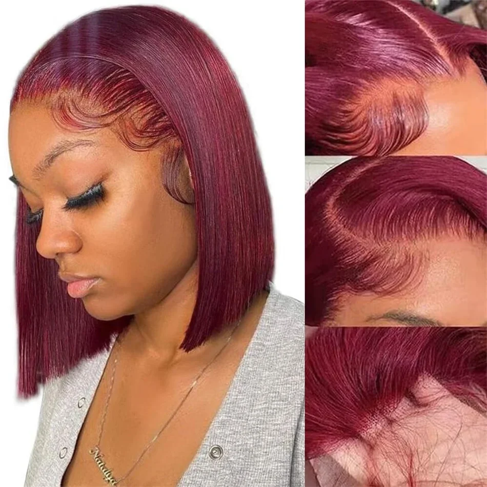 Hd Lace Front Echthaar Perücke In Dunkelrot 99j Burgundy Stil_voghion.com