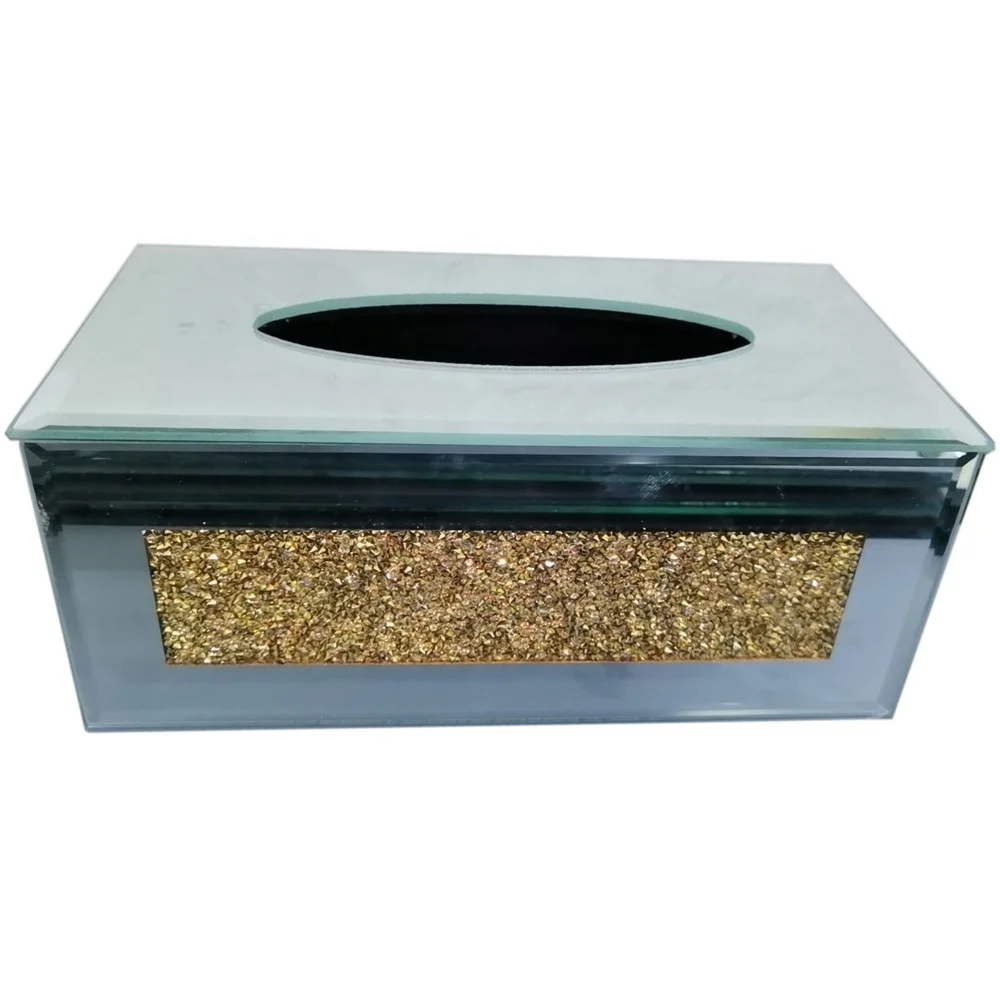 Роскошное украшение для дома Золотой Кристалл бриллиант стекло бумажная коробка салфеток чехол свадебных