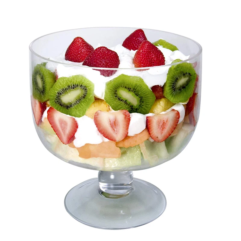 Hot Sale Large Glass Bowl Extra Deep Trifle Bowl with Straight Sides  Serving Dish Centrepiece