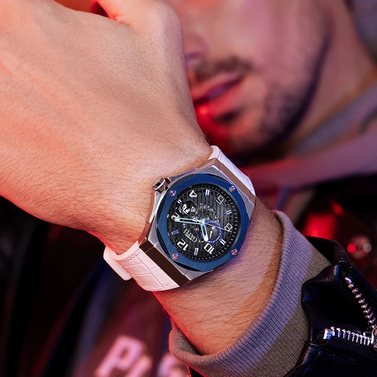 Bonset Gatti Luxury Brand Watches Men Automatic Mechanical Watch Waterproof Luminous Genuine Leather Wrist Watches Man BG8701