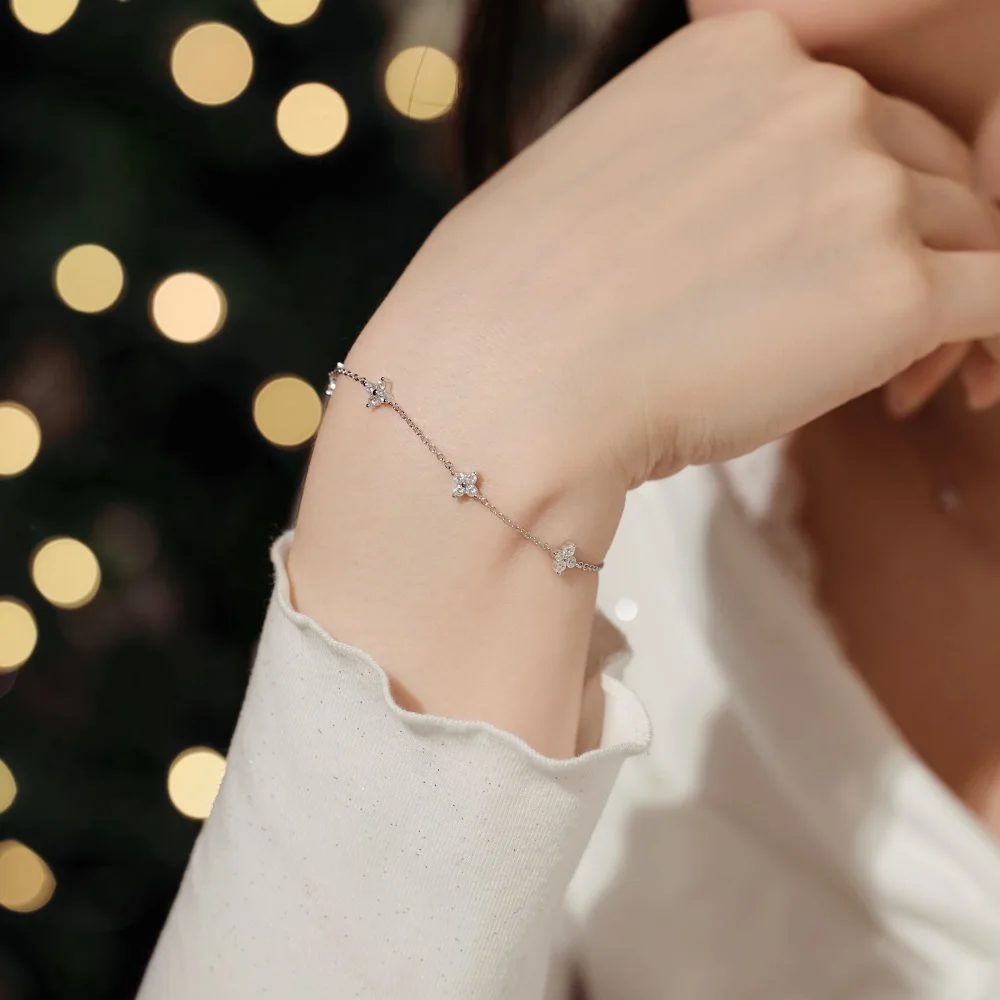 KAKODIY Trusted Jewelry Rhodium 18K Gold Plated 925 Sterling Silver Chain Four Leaf Clover 5A Zircon Women's Bracelet detail 7
