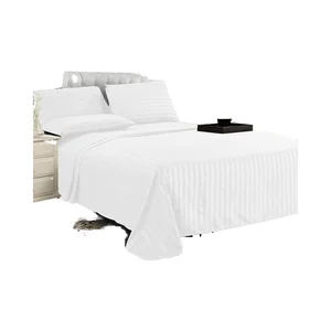 Modern Stripe White Duvet Cover Sets 80%Cotton 20%Polyester Wrinkle Resistant Eco-Friendly Breathable All-Season 4-Piece Set