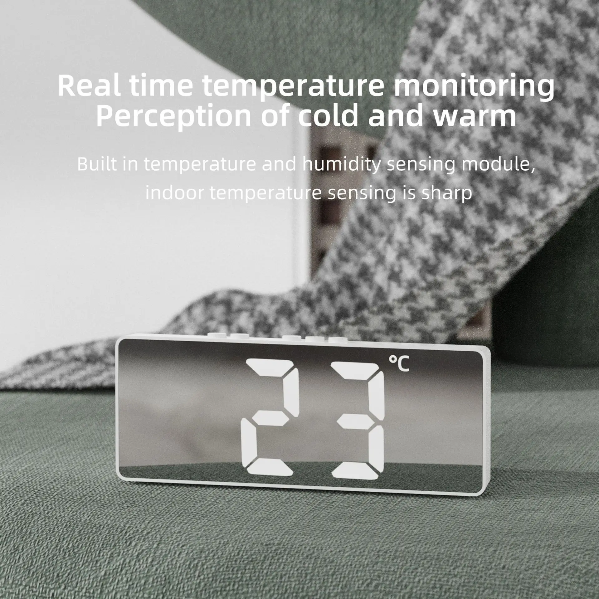 Voice Control Hand Clap LED Mirror Electronic Alarm Clock 3D Digital Desktop 4 Digital USB Night Light Timer Clock
