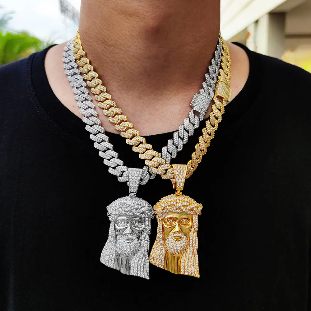 Plated Iced Out Big Jesus Piece Pendant Necklace Chain For Women Hip Hop  Big Iced Out Pendant Stainless Steel Necklace For Men - AliExpress