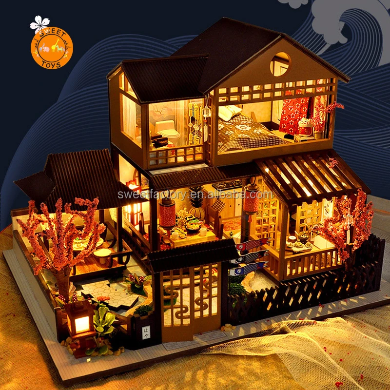 DIY Miniature Wooden Dollhouse Kids Handcraft Assembled Toy Doll Villa Cottage4H 