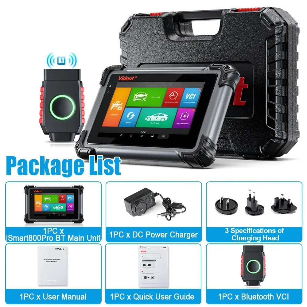 Vident ISmart800 Pro BT All System Diagnostic Tool Code Reader with 40+ Reset Functions Key Programmer Auto VIN Active Test
