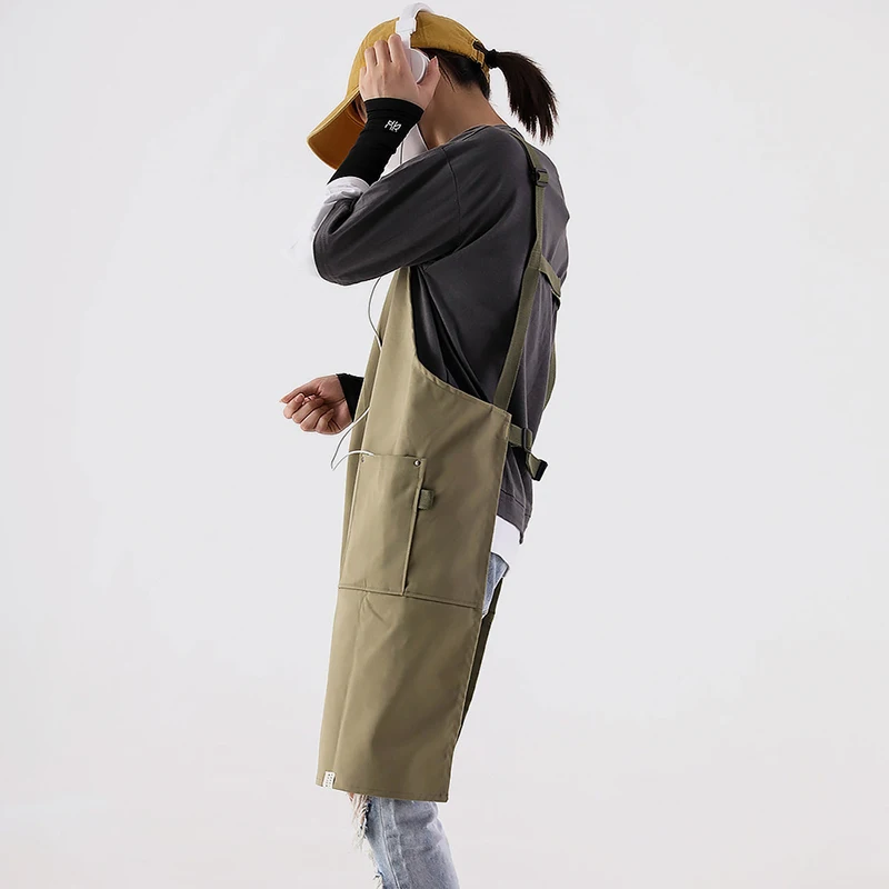 Florist Restaurant Canvas Apron Waterproof Coverall Work Clothes Bib Cotton Kitchen Printed logo Apron