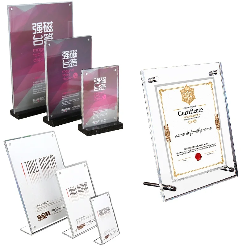 Acrylic Sign Holder A4 Photo Frame Table Menu Display Stand