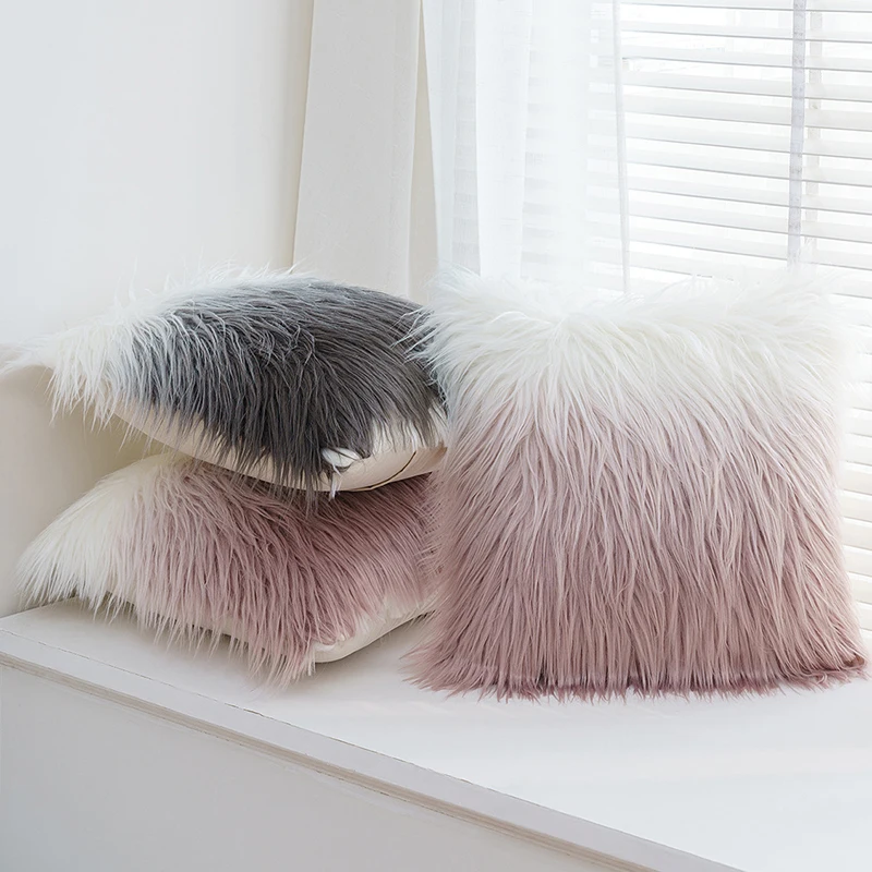 Accept Oem Customization Long Hair Throw Pillow Cover Plush Pillow Case