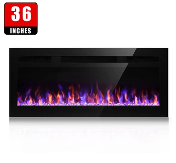 36 Inch Electric Fireplace, Recessed and Wall Mounted Fireplace, Fireplace Heater and Linear Fireplace