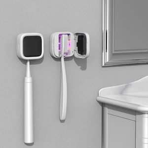 Wall Mounted Mini Smart Portable USB Type-C UV Toothbrush Sterilizer with Clock Night Light Sanitizing Heating Functions
