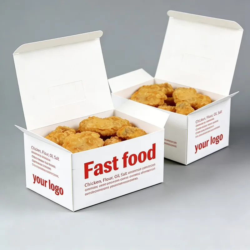 Food Grade Recyclable Cheap Biodegradable Paper Box Fried Chicken Burger Hot Dog Fast Food Delivery Packaging Box