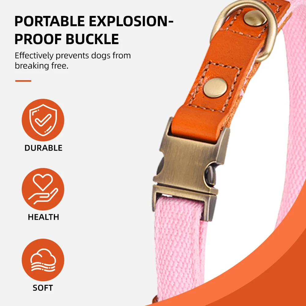Wholesale Solid Fur Dog Collar Adjustable Buckle Heavy-Duty Polyester - product detail 3