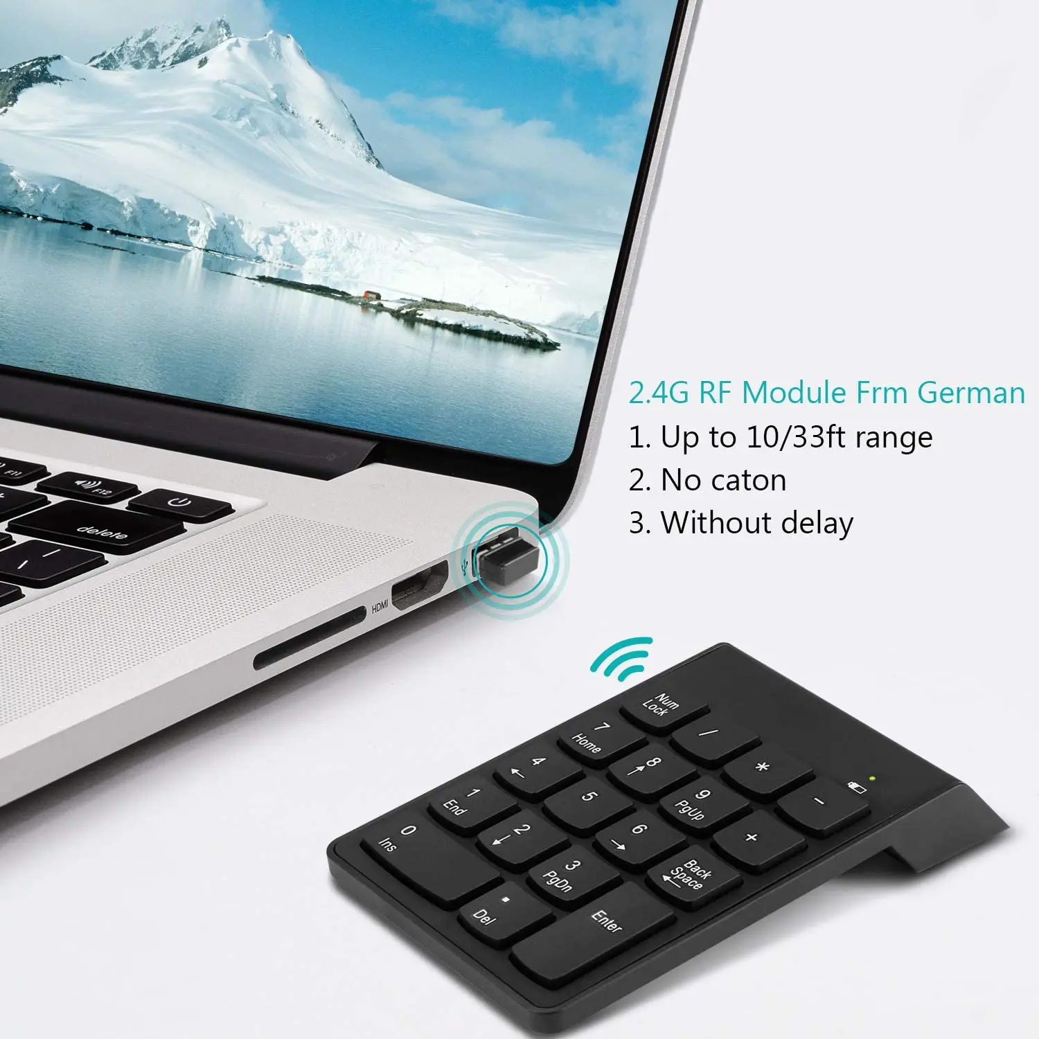 Numeric Keypad Wireless Usb Number Pad 2.4ghz 18 Key Mini Portable Data Entry Number Pad For