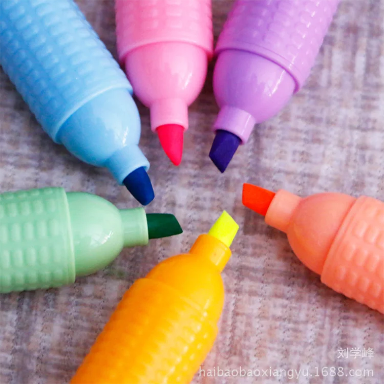 Индивидуальная акция мини Радужный моющийся школьный маркер-кукуруза набор ручек с напечатанным логотипом для детей