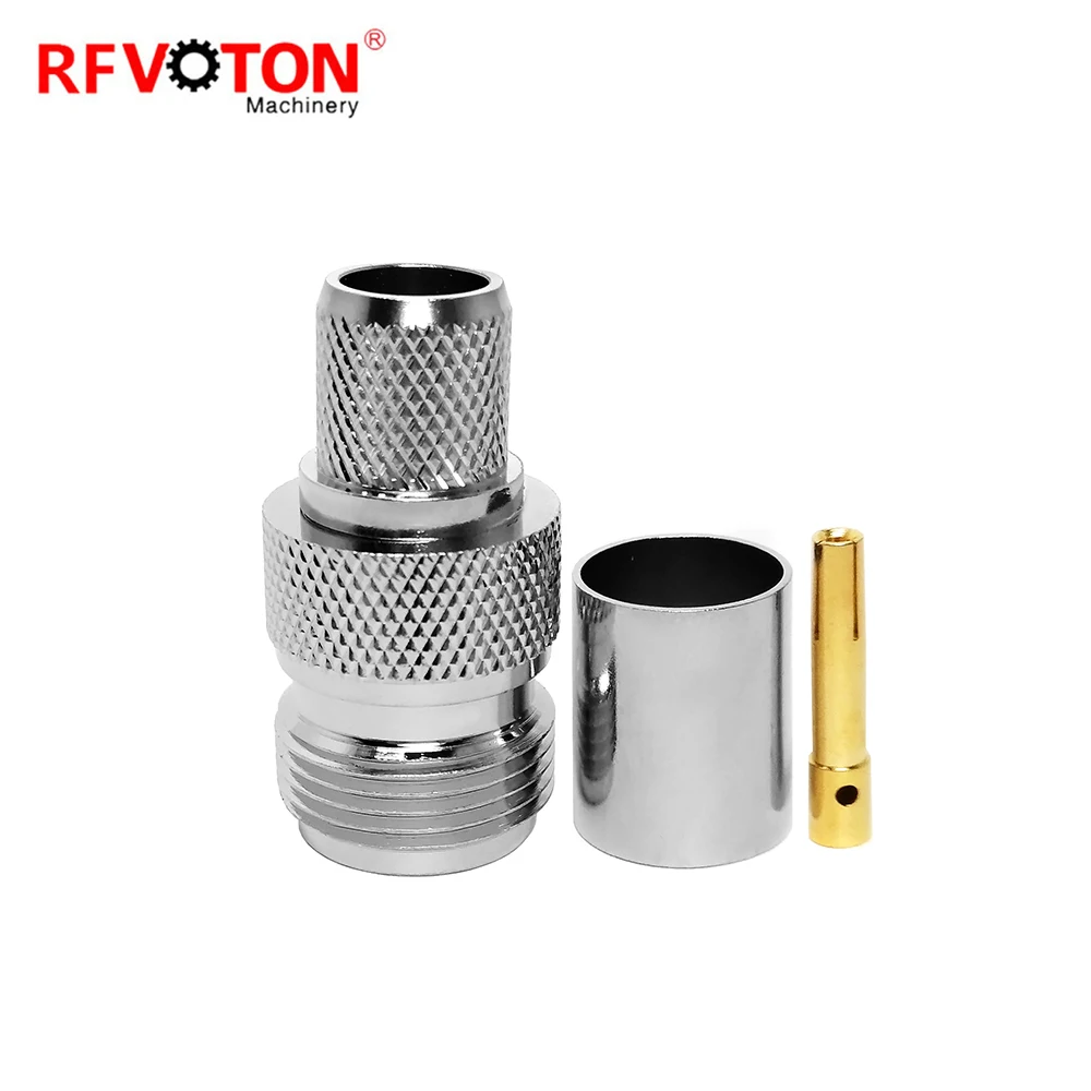 Produktbild von 2er-Set BNC-Crimpstecker Für RG8/LMR400/RG213/RG214 – 50 Ohm, Gerade, Vernickelt, Für Koaxialkabel (HF-Steckverbinder)