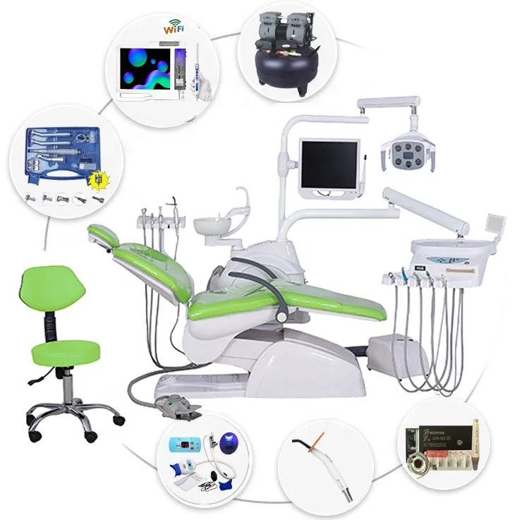 CE approved dental full set equipment dental chair unit with air compressor dentist chair hospital clinic treatment chair supplier