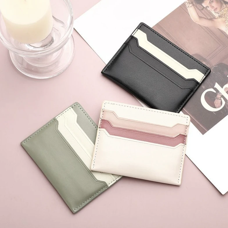 New Design Custom Logo PU Leather Card Holder Coin Purse Slim Luxury Ladies Purse Wallet Cardholder Clip 2024 Small for Women