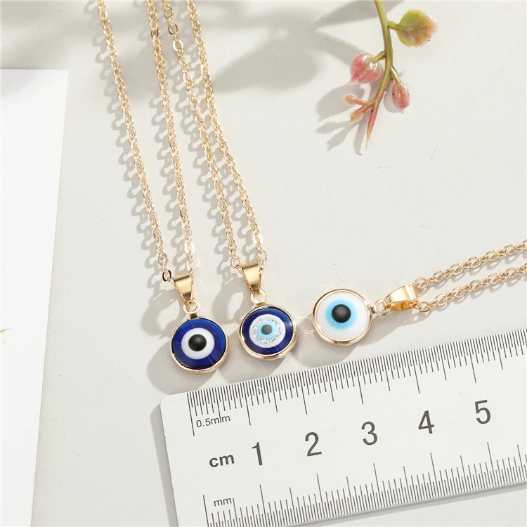 Custom Printed Quality Gold Plated Necklace Evil Eyes Pendant Necklace ...