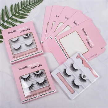 Invisible magnetic lashes false eyelashes kit with magnetic eye lashes private label natural look invisible magnetic eyelashes