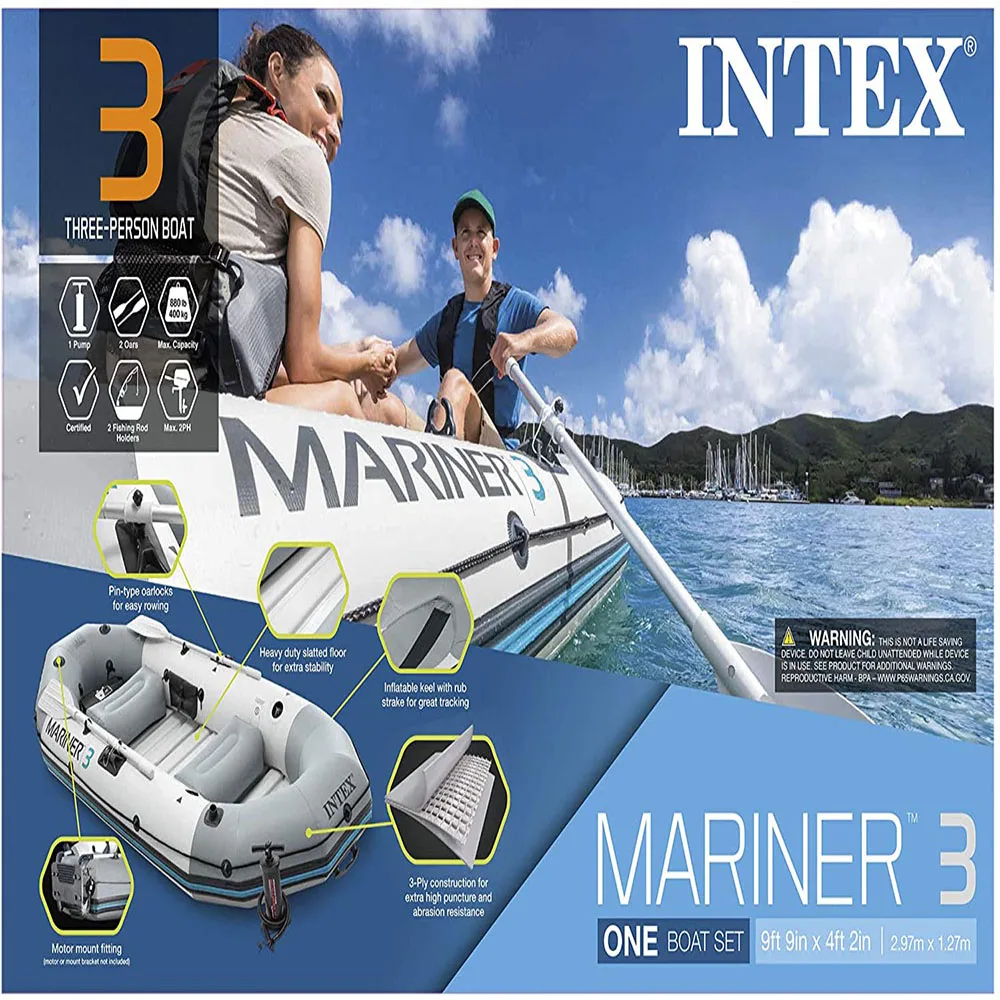 Intex 68373 Mariner 3 Inflatable Boat High Quality Pvc Tarplin Water ...