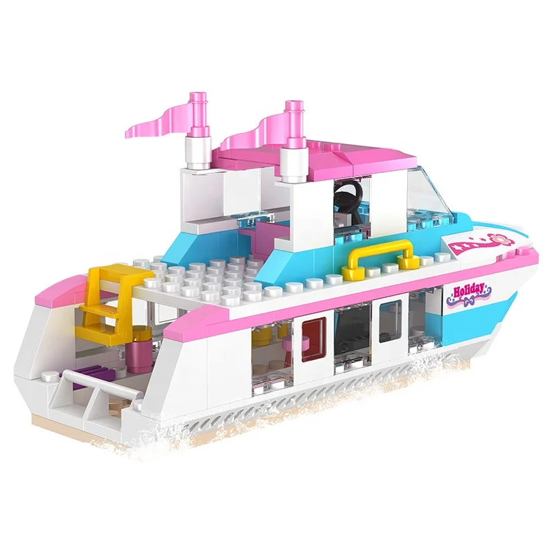 COGO 164 PCS ABS Assemble Plastic Luxury Yacht Ship Creative Building Brick Block Toys for Kids