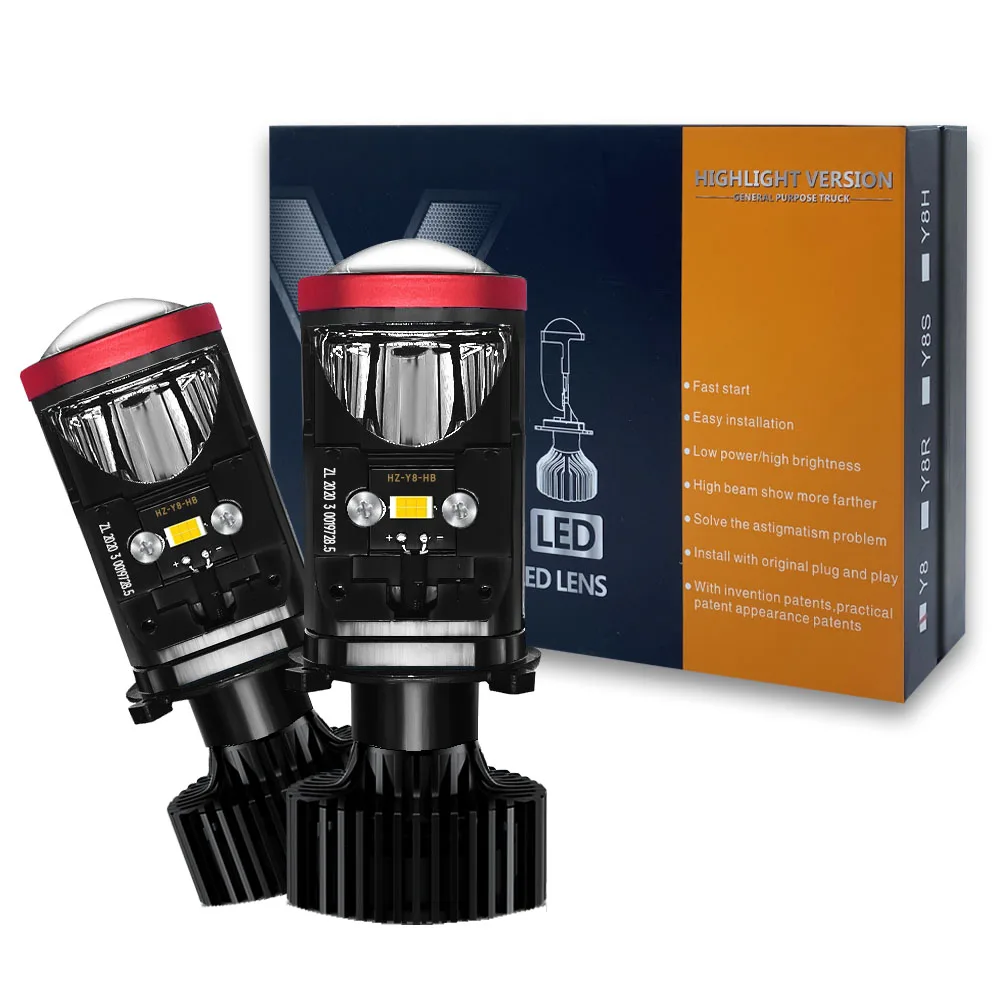 JHS Factory Price Y8 Lens LED Light Bulb 20000lm Auto Lighting System 90w Y8 Led H4 Led Laser Projector Lens Headlight