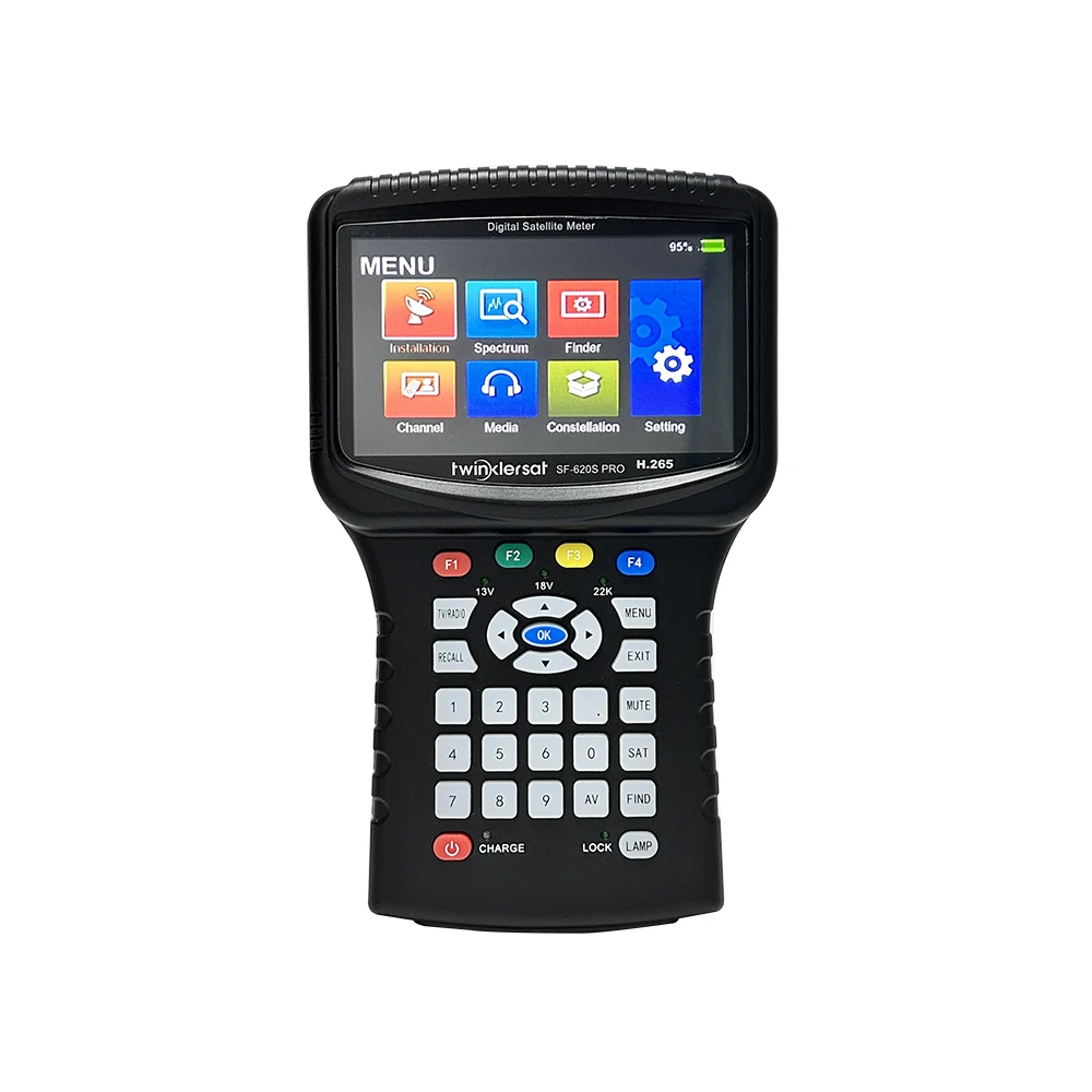 H265 HEVC Satellite Signal Finder Meter SF-620S Pro Handheld 4.3 Inch Screen Spectrum Analyzer USB WiFI Rechargeable Battery