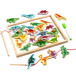 Kids Early Learning Fruits Animals Big Particle Thread Rope Toy Shape Matching 3D Puzzles Board Educational Toys