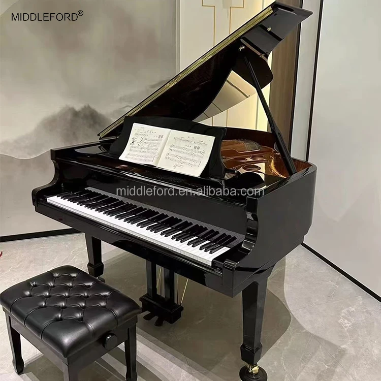 88 Keys Grand Piano - Black Polished Acoustic Silent Piano