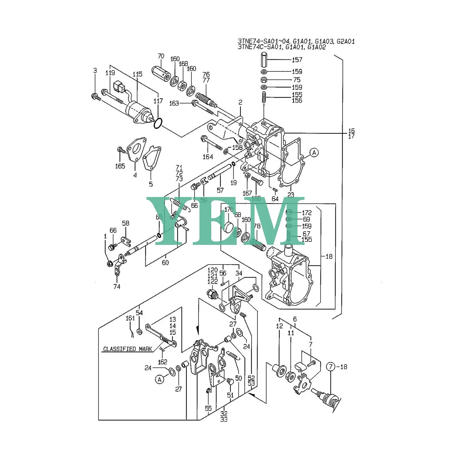 3TNE74 SEAL WASHER 12 22190-120002 for Yanmar 3TNE74C(E)SA Engine