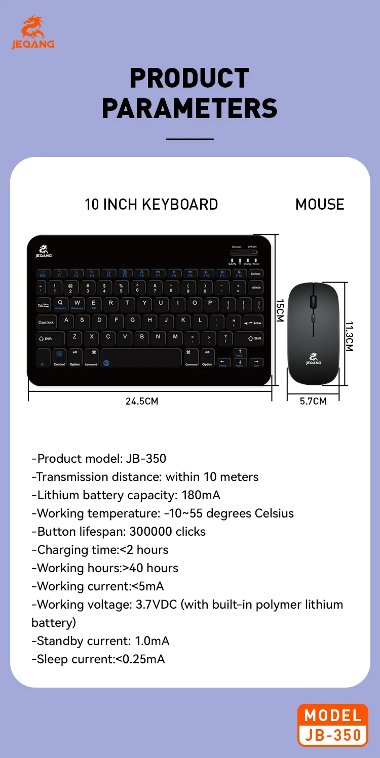 Hot Selling Mini Portable Ergonomic Keyboard Mouse Combo Great Price for Laptop/Tablet New English Wireless Optical Operation