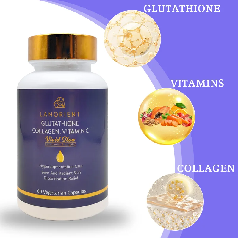 Private Label LANORIENT Vitamin C Collagen Health Supplement Skin Whitening  Glutathione Beauty Capsule for Women