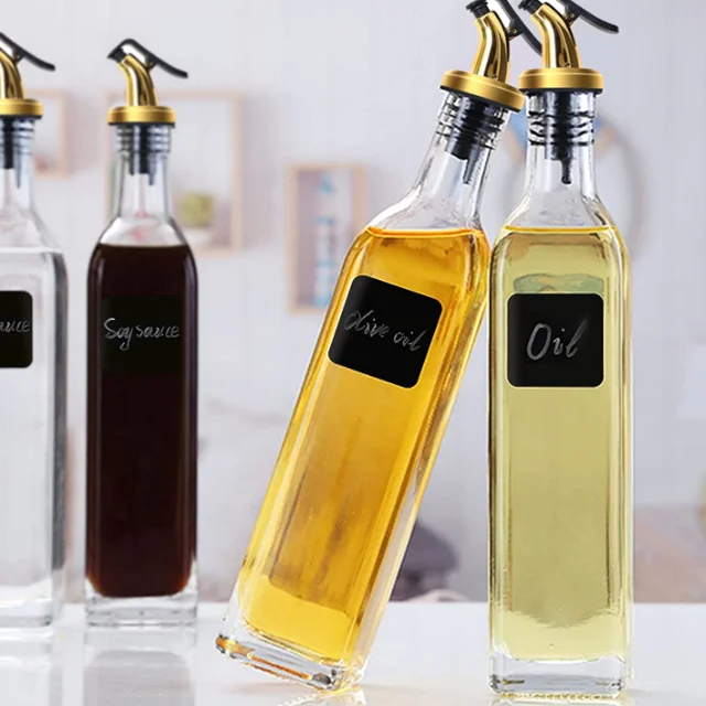 Oil And Vinegar Dispenser Set Lead Free Glass Material Olive Bottles