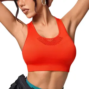 Women's Yoga Sports Bra Seamless U Neck Hollow Out Front and Back Breathable Elastic Running Sports Underwear