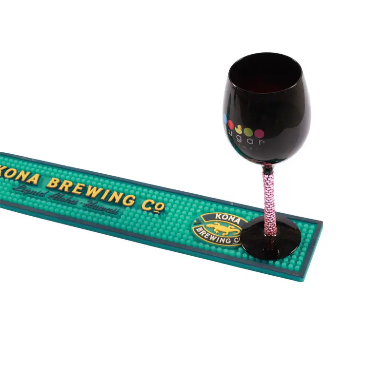 Luxury Drink Bar Rail Mat Spill Drinking Custom PVC Silicone Rubber with 3D Logo for Bar Accessories