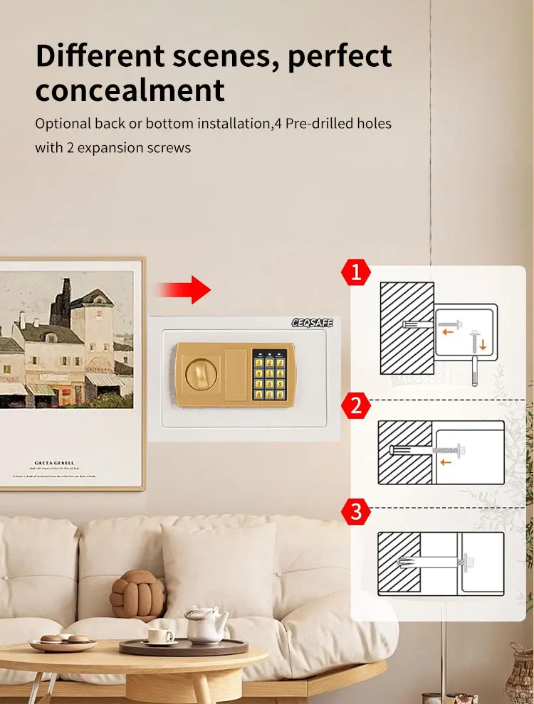 CEQSAFE Digital Safe Box Steel Safes Money Bank Small Household Password Key Safety Security Box manufacture