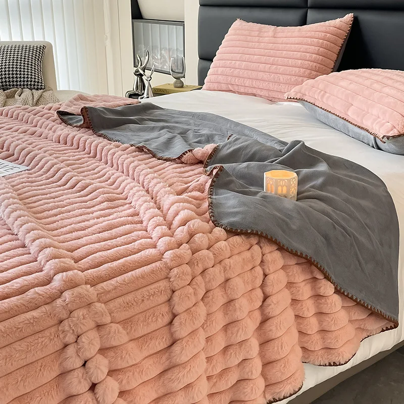 Wholesale Double Sided Bed Blankets For Winter Luxury Faux Fur Blanket
