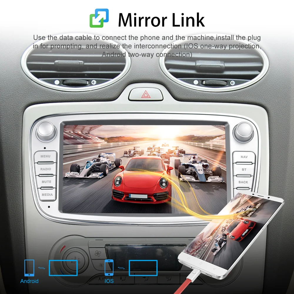 Podofo 2 Din Android Car Radio Autoradio 7 Stereo Gps Navigation Wifi Mp5 Bt Fm Rds Canbus 