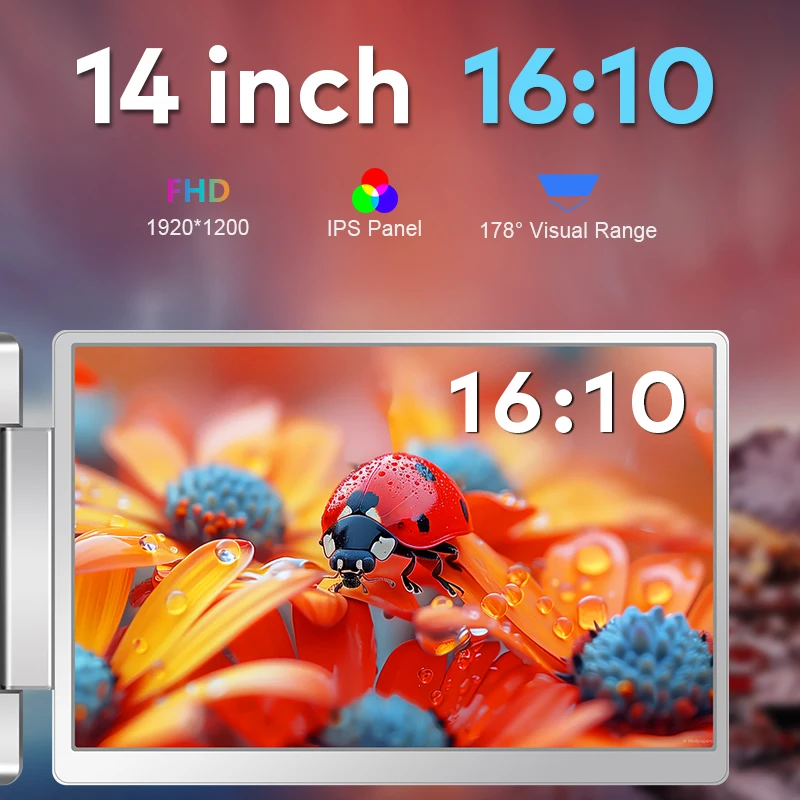 2025 Factory Direct 14 Inch Portable IPS Panel LED Backlit Monitor Triple Screen Laptop Extender 25ms Response Time Mini Monitor