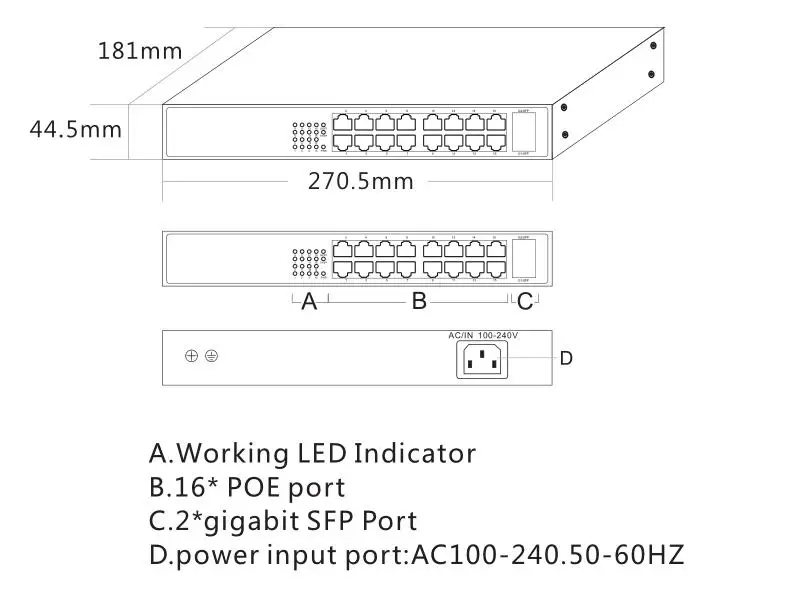 OEM ODM PoE switch manufactuer 101001000mbps gigabit 16 port poe powered switch for cctv cameras