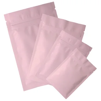 Resealable Matte Pink Mylar Foil Zip Lock Pouch Bags Flat Heat Sealable Bags Waterproof Food Storage Bag Sachet Packaging