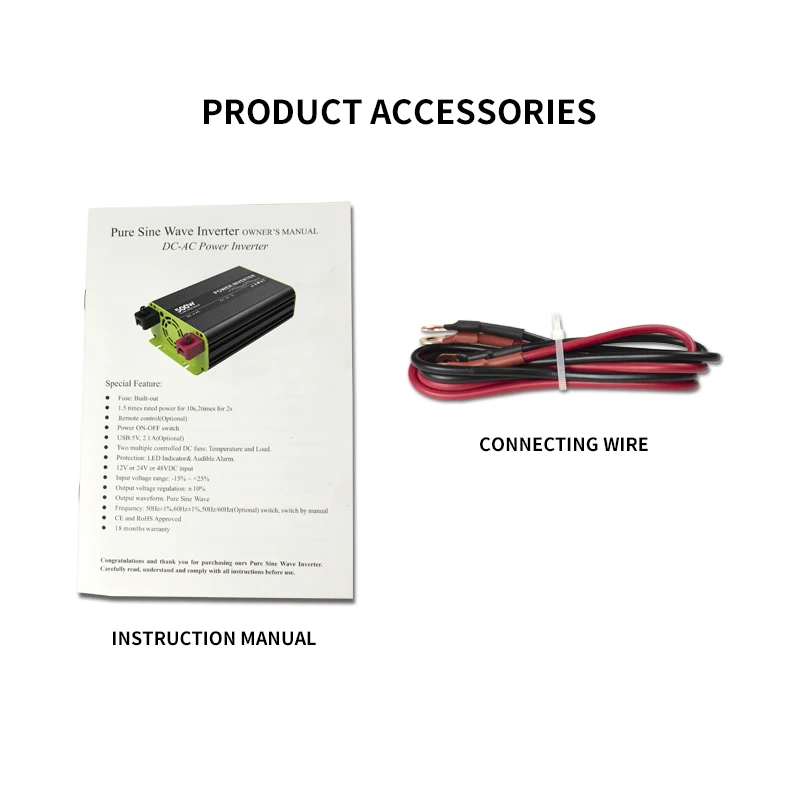 Power Inverter & Converter Pure Sine Wave Solar Inverters 12 Volt 24V to 110V 220 V 50HZ 60HZ 500 Watts 1000 W with OEM Shell
