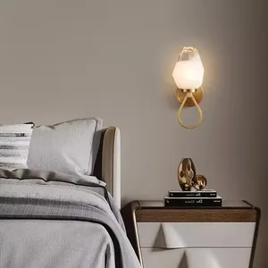 Luxury Bedroom Home Installation Indoor Lamp Interior Decoration Metal Gold Modern Glass Led Wall Lamp