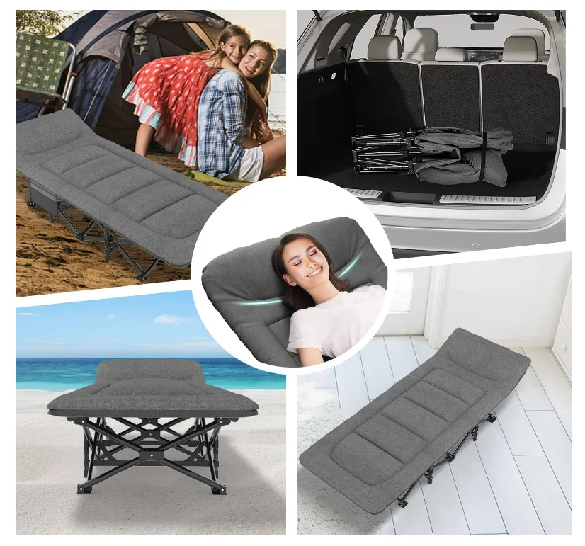 BENOY Factory Lightweight Portable Single Extra Camping Beach Guest Small Cot Metal Mattress Inside Folding Bed in Stock