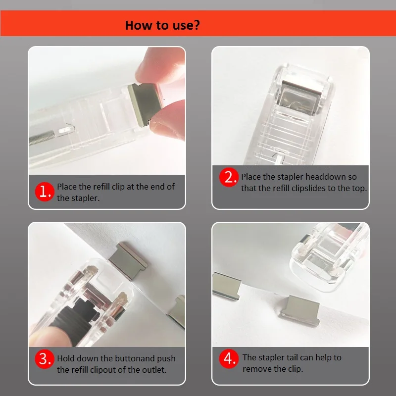 Portable Recyclable Paper Clam Clip Binding Dispenser Mini Push Stapler for Office Desk Accessories Home School Supplies