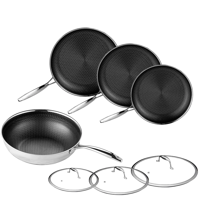 HexClad - Poêle à Frire Hybride 20cm - Acier Inoxydable Antiadhésif - Compatible Induction